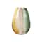 Multicolored Ombre Glass Vase with Pink Textured Stripe Details